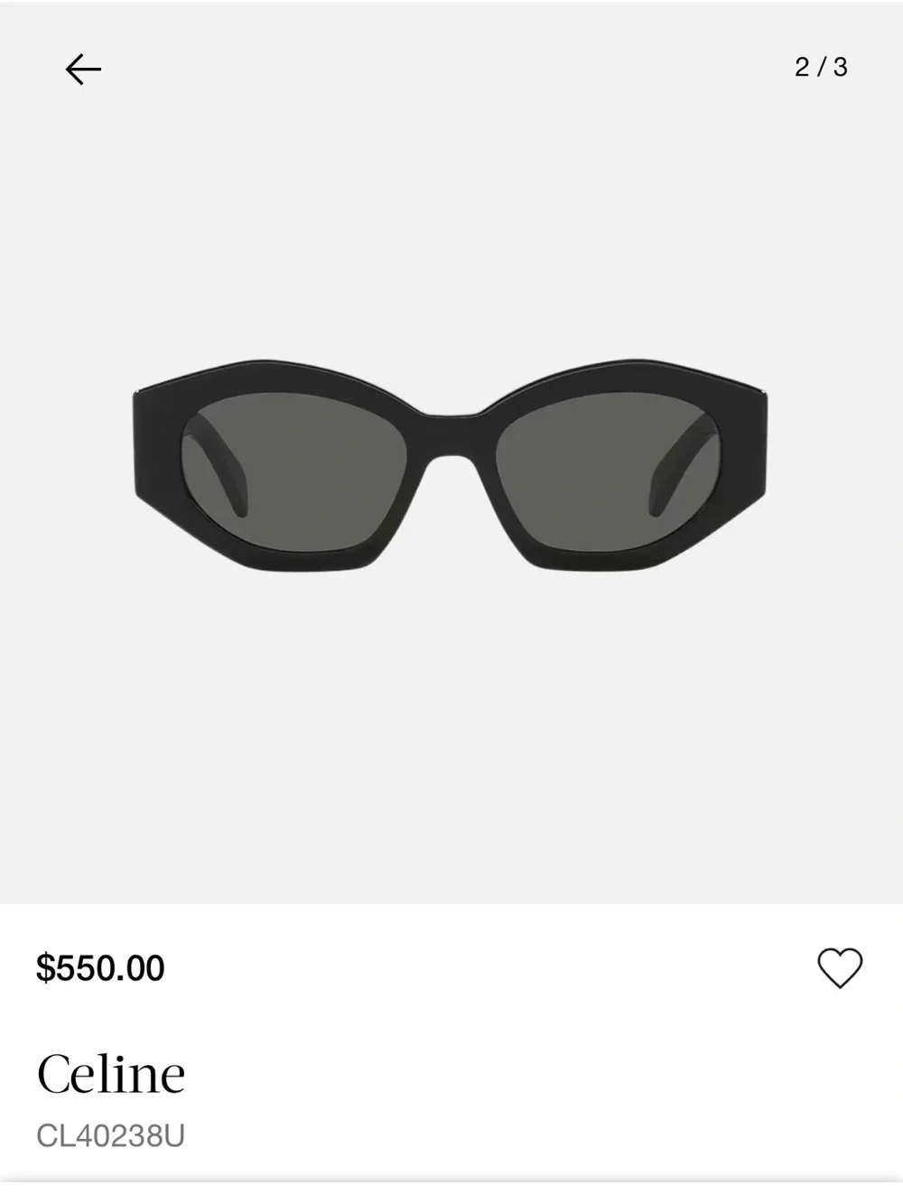 Celine Black Geometric Sunglasses with Silver Logo - Picture 2 of 6